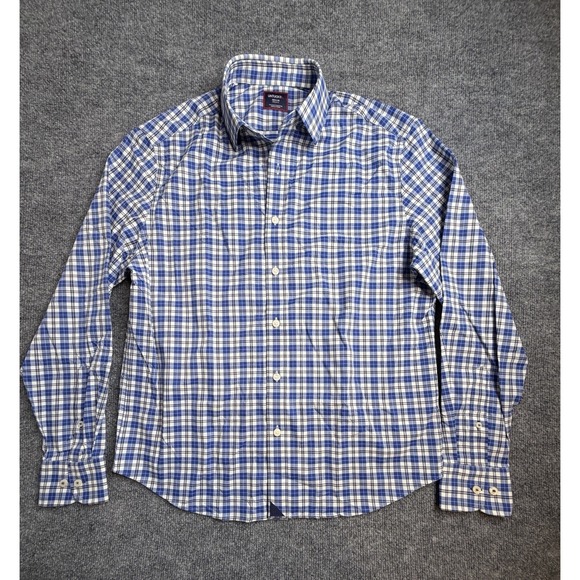 UNTUCKit Other - UNTUCKit Shirt Mens M Blue Plaid Wrinkle Free Button Down Long Sleeve Cordier